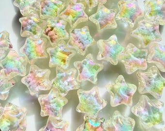 5pc luminous Glow in the dark cloudy Star UV Charm Beads,dreamy Chrome Star beads, UV Star Beads, 15mm Star Beads for jewelry