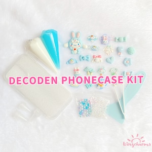 Decoden Cream Glue and Charms Phonecase Kit ,DIY Decoden Phonecase Kit,Decoden Kits for Beginners, Decoden Projects,DIY Kits