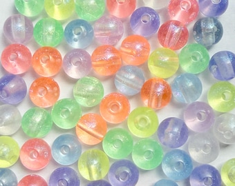180pc glow in the dark neon shimmer Beads, chrome pearl beads, 8mm round Beads for jewelry making