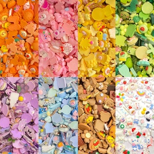 May include: Assortment of colorful resin charms in various shapes and sizes, including flowers, animals, and geometric designs. The charms are perfect for adding a touch of whimsy to jewelry, crafts, and other projects.