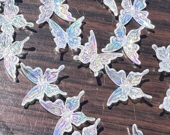 5pc Iridescent AB butterfly iridescent Beads Mix, clear butterfly acrylic bead Charms for jewelry making