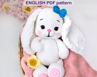 Crochet plush bunny PATTERN PDF - Easy amigurumi bunny pattern
