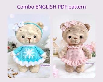 DIY Crochet bear PATTERN PDF - Christmas bear amigurumi pattern - Easy crochet pattern - Crochet teddy
