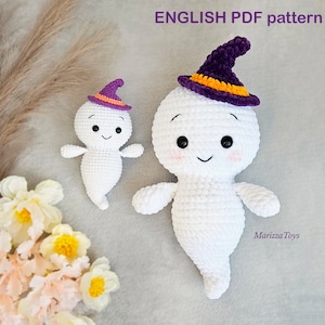 Easy Crochet Ghost PATTERN pdf - DIY Amigurumi ghost - Amigurumi Halloween pattern - Cute plush ghost amigurumi