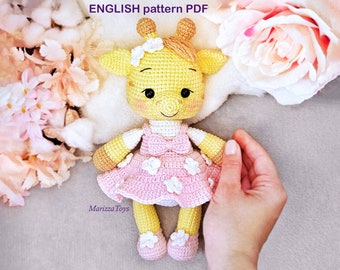 Crochet Giraffe PATTERN PDF - Grace the giraffe girl amigurumi pattern