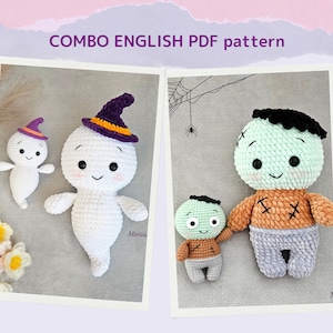 DIY Crochet Ghost and Zombie Combo PATTERN PDF - Easy Amigurumi ghost - Amigurumi Halloween pattern - Cute plushie amigurumi