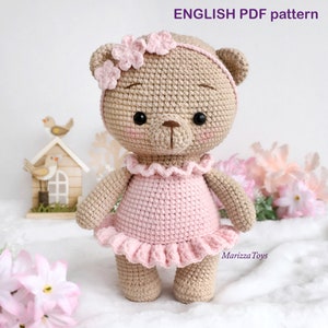 Crochet bear PATTERN PDF Amigurumi teddy bear pattern Rosie the ballerina bear Easy crochet toy pattern image 1
