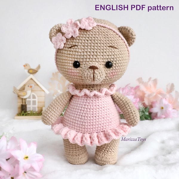 PATRON PDF ours au crochet - Patron nounours amigurumi - Rosie la ballerine - Patron jouet au crochet facile