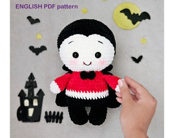 Easy Crochet Vampire PATTERN pdf - DIY Amigurumi vampite - Amigurumi Halloween pattern - Cute plush vampire amigurumi
