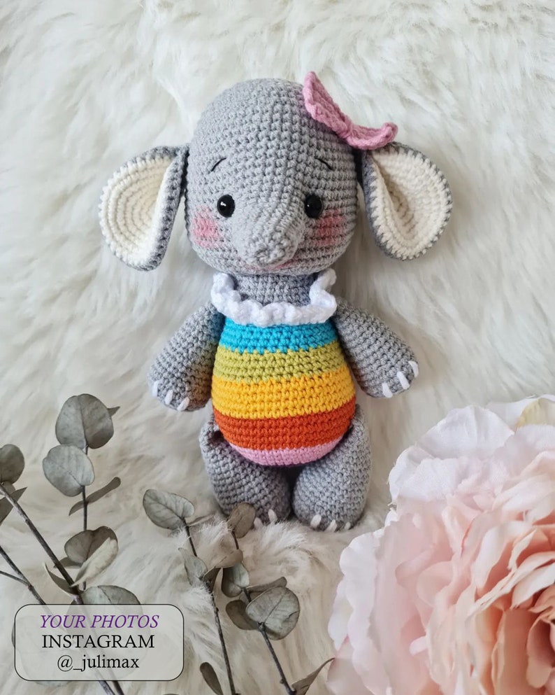 Crochet PATTERN elephant, Crochet elephant amigurumi pattern, Amigurumi elephant, Cute animals pattern, Easy crochet pattern image 5