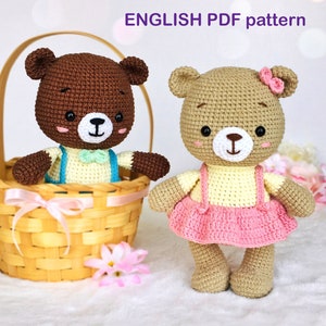 Crochet PATTERN bear, Crochet bear amigurumi pattern, Amigurumi bear, Crochet ballerina bear pattern, Easy crochet pattern