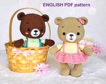 Crochet PATTERN bear, Crochet bear amigurumi pattern, Amigurumi bear, Crochet ballerina bear pattern, Easy crochet pattern