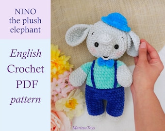 Crochet PATTERN elephant, Crochet elephant amigurumi pattern, Amigurumi elephant, Cute animals pattern, Easy crochet pattern