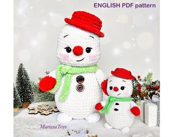Easy Crochet Snowman PATTERN pdf - DIY Amigurumi Snowman - Amigurumi Christmas decor pattern