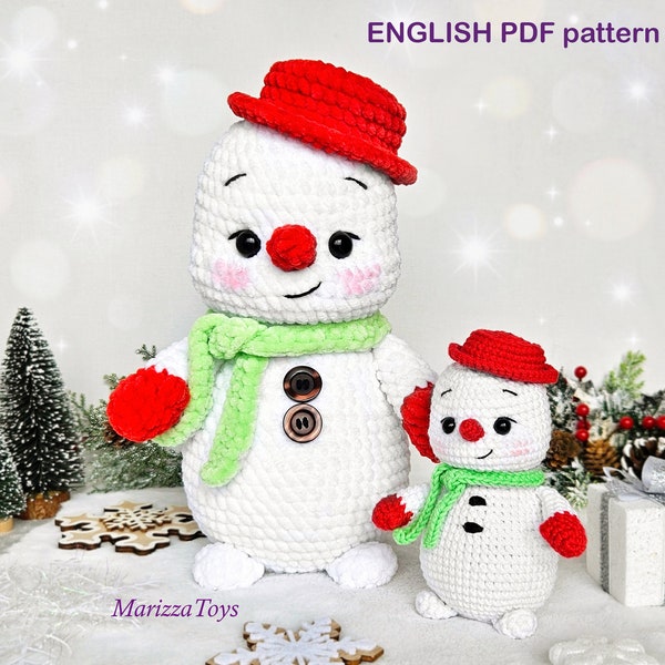 Easy Crochet Snowman PATTERN pdf - DIY Amigurumi Snowman - Amigurumi Christmas decor pattern