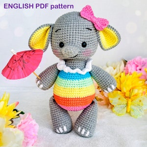 DIY elephant crochet pattern PDF, Crochet elephant amigurumi tutorial, Easy crochet nosew pattern
