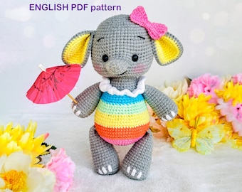 DIY elephant crochet pattern PDF, Crochet elephant amigurumi tutorial, Easy crochet nosew pattern