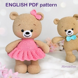 Crochet PATTERN bear, Easy bear amigurumi pattern PDF
