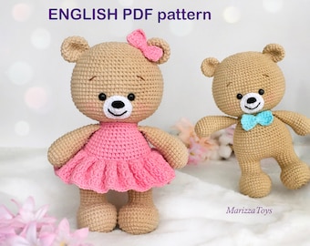 Crochet PATTERN bear, Easy bear amigurumi pattern PDF