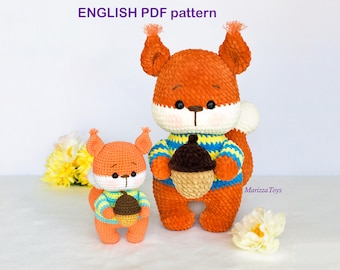 DIY Crochet PATTERN squirrel PDF, Crochet squirrel amigurumi pattern, Amigurumi squirrel, Crochet animal pattern, Easy crochet pattern