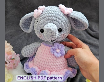 Crochet PATTERN elephant, Crochet elephant amigurumi pattern, Amigurumi elephant, Cute animals pattern, Easy crochet pattern