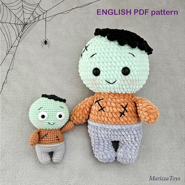 Easy Crochet Zombie PATTERN pdf - DIY Amigurumi zombie - Amigurumi Halloween pattern - Cute plush zombie amigurumi