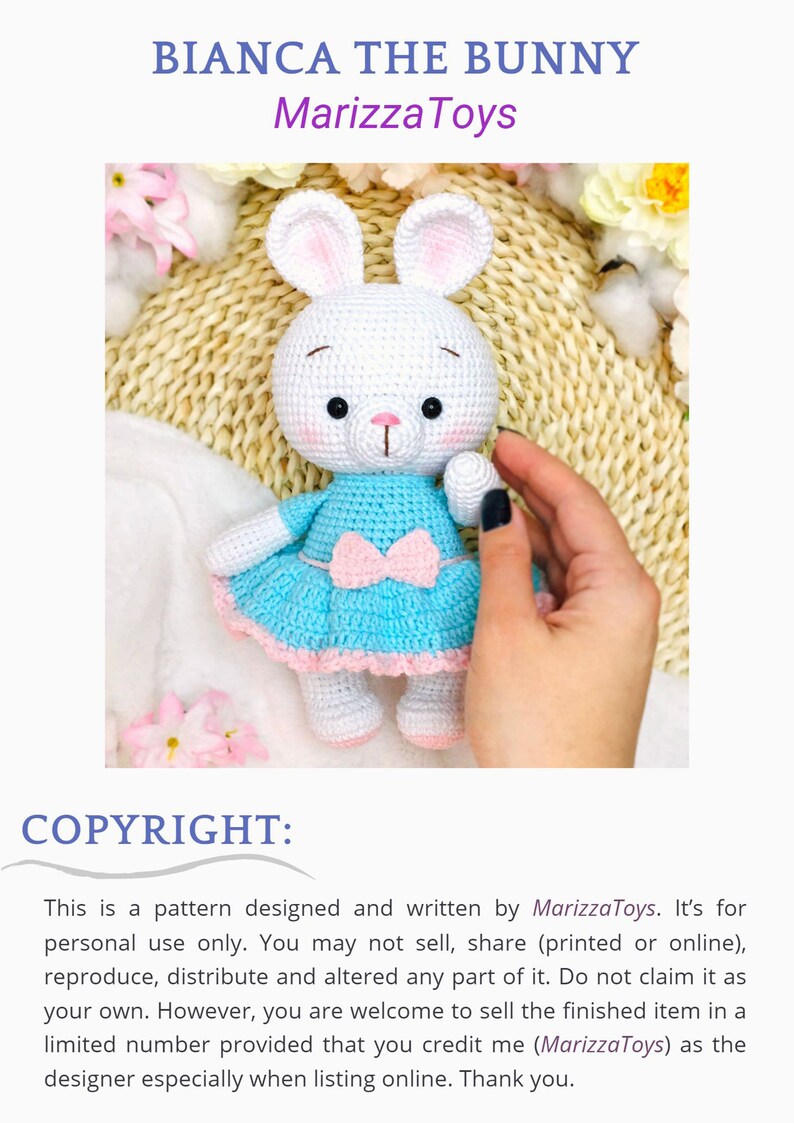 DIY Bunny Crochet PATTERN PDF , Crochet Bunny Amigurumi Pattern