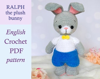 Crochet PATTERN bunny, Crochet bunny amigurumi pattern, Plush bunny, Amigurumi rabit, Cute animals pattern, Easy crochet pattern