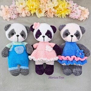 DIY Panda Amigurumi Pattern Cute Crochet Tutorial PDF Plush panda in pink dress image 5