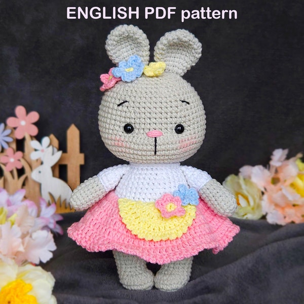 Crochet PATTERN bunny, Crochet easter bunny amigurumi pattern, Little bunny, Amigurumi rabit, Cute animals pattern, Easy crochet pattern