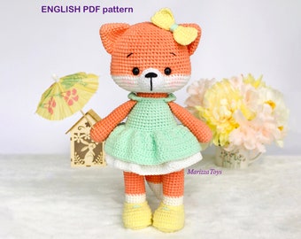 DIY Fox crochet PATTERN PDF - Crochet fox amigurumi pattern - Lilly the fox doll