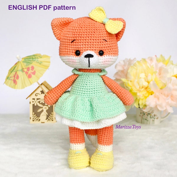 Fox crochet PATTERN PDF - Crochet fox amigurumi pattern - Lilly the fox doll