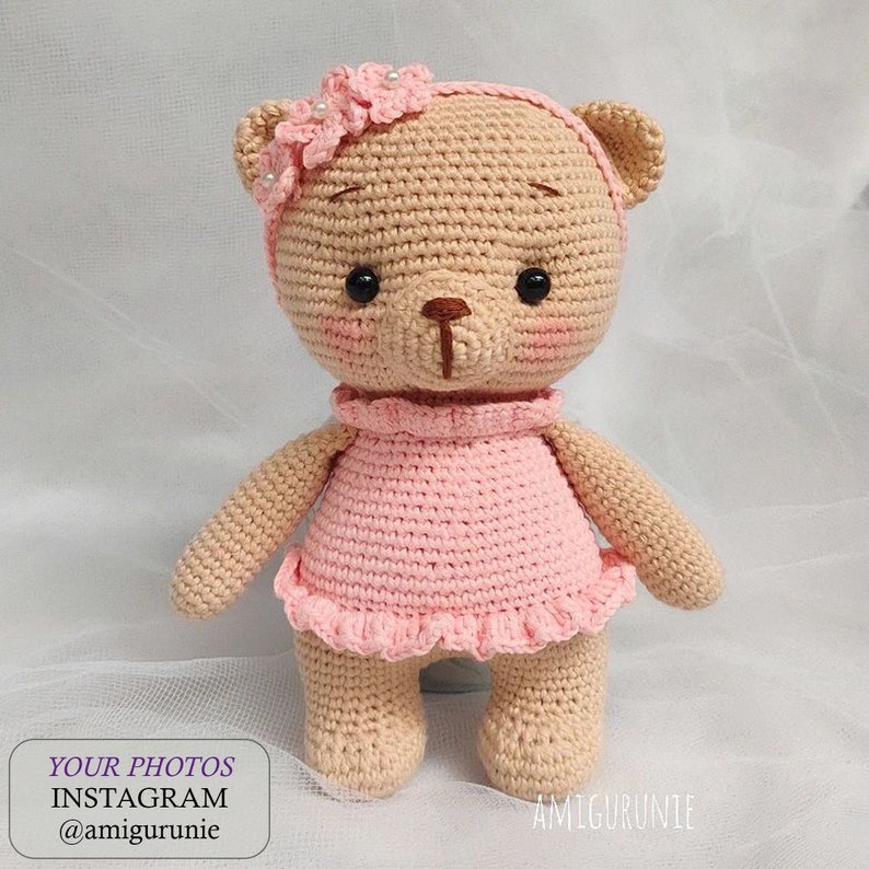 Crochet bear PATTERN PDF Amigurumi teddy bear pattern Rosie the ballerina bear Easy crochet toy pattern image 5