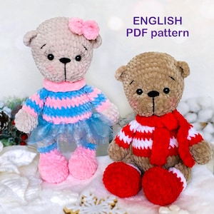 DIY Crochet PATTERN bearPDF, Crochet bear amigurumi pattern, Crochet plush bear pattern, Easy crochet pattern