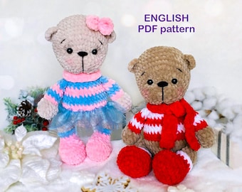 DIY Crochet PATTERN bearPDF, Crochet bear amigurumi pattern, Crochet plush bear pattern, Easy crochet pattern