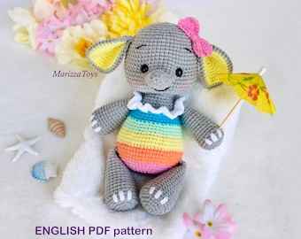 DIY Elephatn Crochet PATTERN PDF, Crochet elephant amigurumi pattern, Amigurumi elephant, Cute animals pattern, Easy crochet pattern