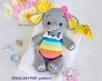 Crochet PATTERN elephant, Crochet elephant amigurumi pattern, Amigurumi elephant, Cute animals pattern, Easy crochet pattern