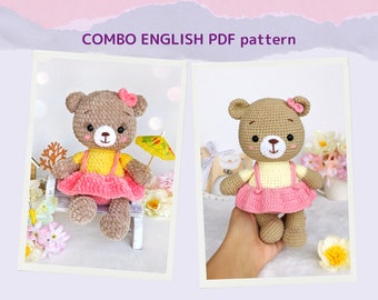 COMBO crochet bear pattern PDF - Amigurumi teddy bear pattern - Polly and Molly bears - Easy crochet toy baby pattern