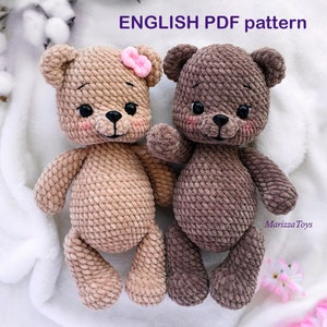Schema orso all'uncinetto fai da te PDF - Schema orsetto amigurumi facile - Schema orsetto di peluche Lu