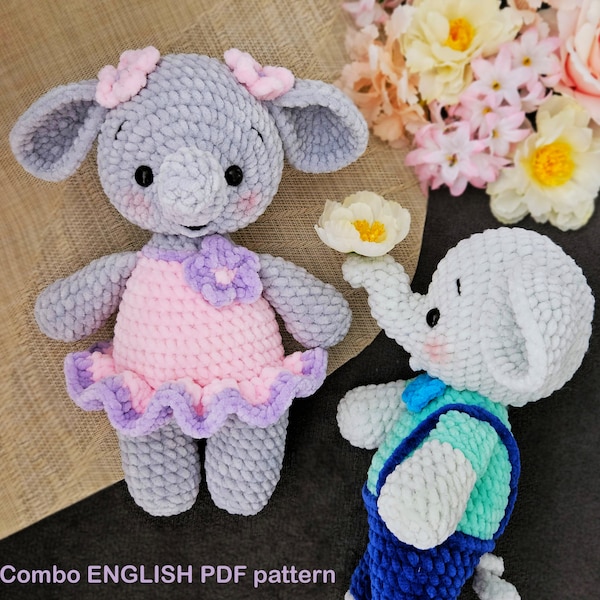 Crochet PATTERN elephant, Crochet elephant amigurumi pattern, Amigurumi elephant, Cute animals pattern, Easy crochet pattern