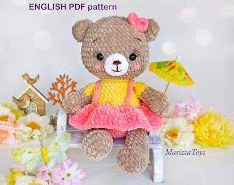 Crochet PATTERN bear, Crochet bear amigurumi pattern, Amigurumi bear, Crochet plush bear pattern, Easy crochet pattern, teddy bear