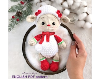 Crochet PATTERN sheep, Christmas amigurumi pattern, Amigurumi sheep, Cute sheep pattern, Easy crochet pattern, Crochet christmas gift