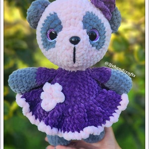 DIY Panda Amigurumi Pattern Cute Crochet Tutorial PDF Plush panda in pink dress image 9