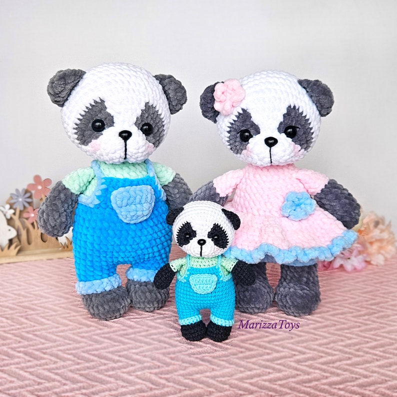 DIY Panda Amigurumi Pattern Cute Crochet Tutorial PDF Plush panda in pink dress image 4