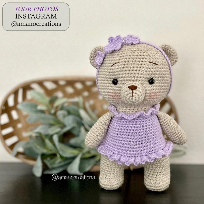 Crochet bear PATTERN PDF Amigurumi teddy bear pattern Rosie the ballerina bear Easy crochet toy pattern image 9