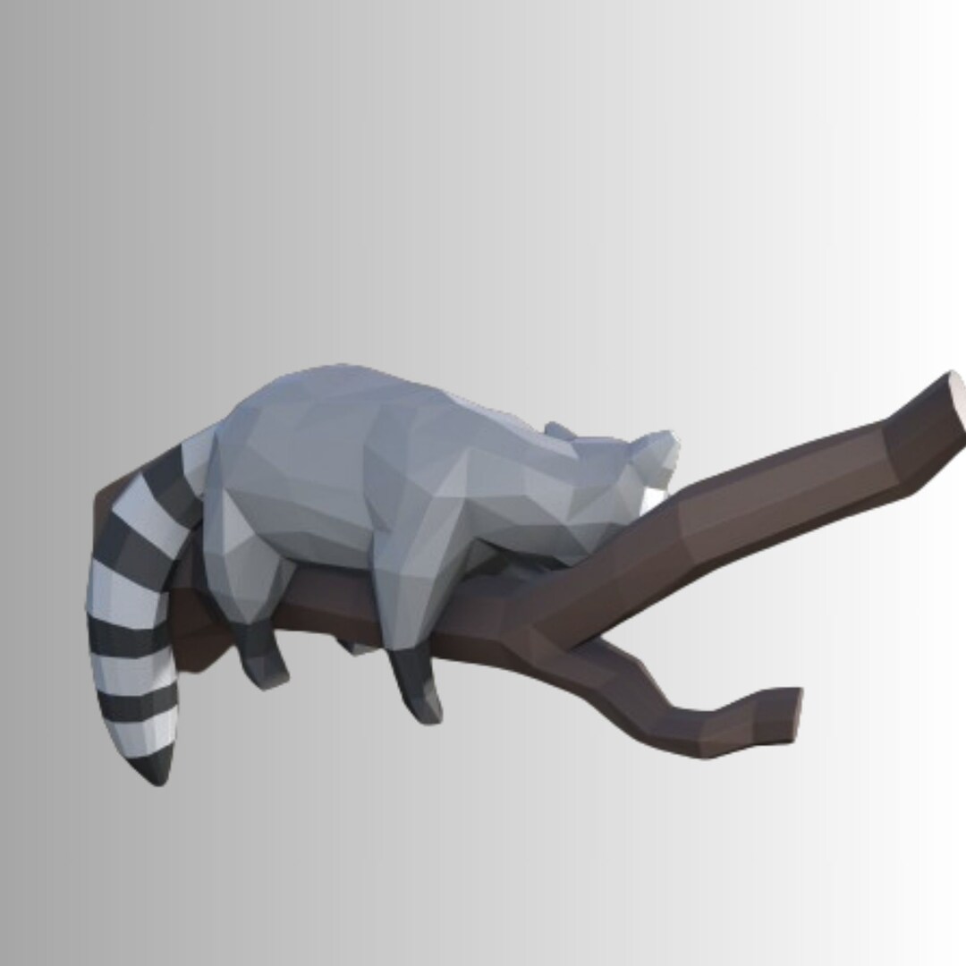 DIY Raccoon Papercraft: Low Poly 3D Raccoon Sculpture PDF - Etsy