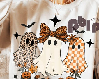 Ghost PNG Cozy Season PNG  Pumpkin Leopard PNG, Fall Halloween Sublimation Design, Checkered Mama Shirt png, Trendy Autumn Digital Download