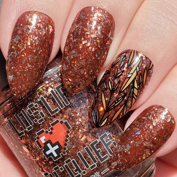 Cola Wars - Brown Jelly Metallic Flakies Holo Shreds Nail Indie Polish Lacquer Soda Inspired