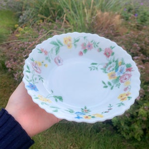 Flower Dish - Arcopal French Milk Glass - Opaline Plate - Made in France