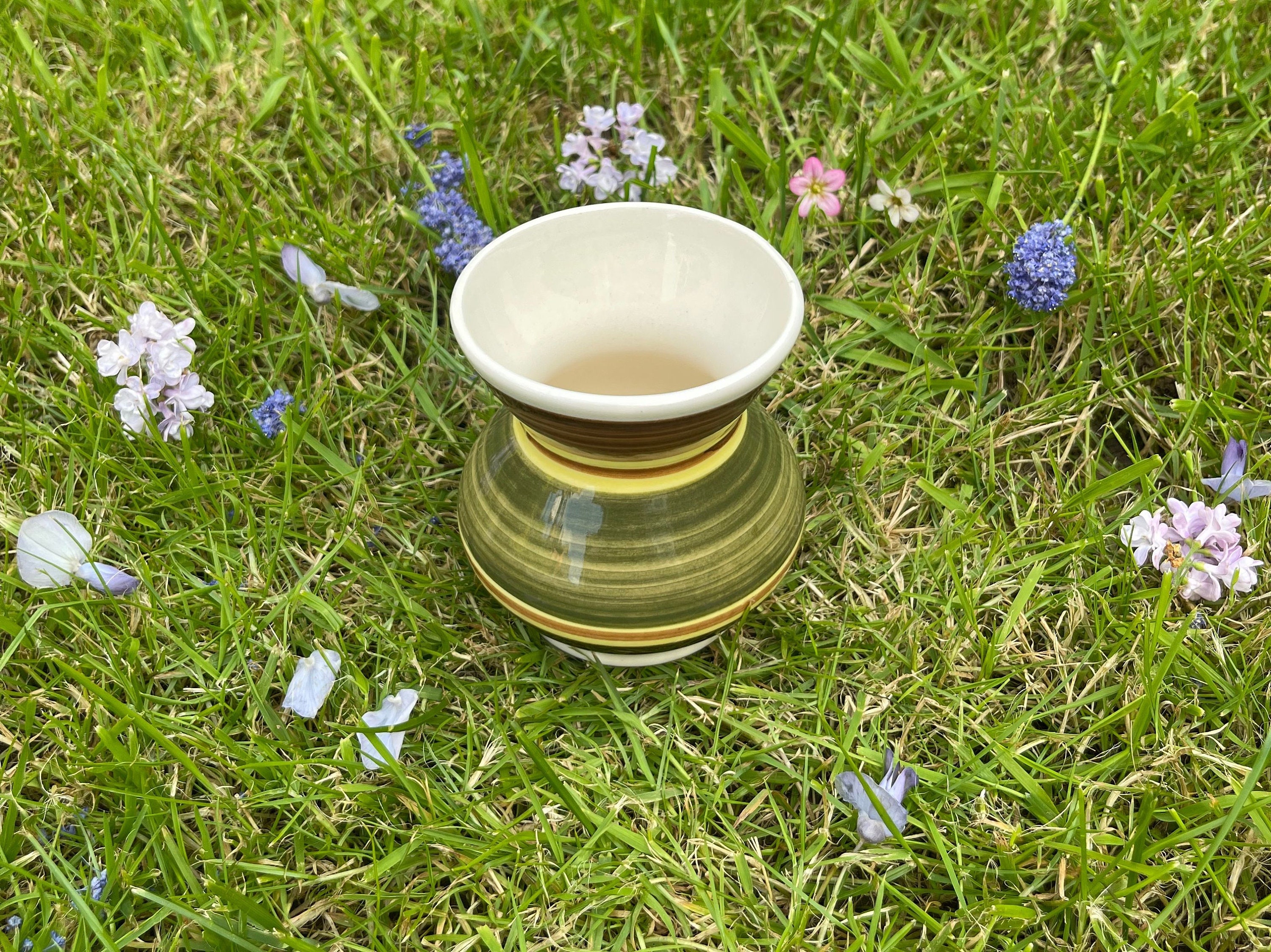 Vintage Welsh Dragon Pottery Rhayader 1960s Striped Vase Etsy